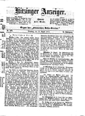 Kitzinger Anzeiger Dienstag 12. August 1873