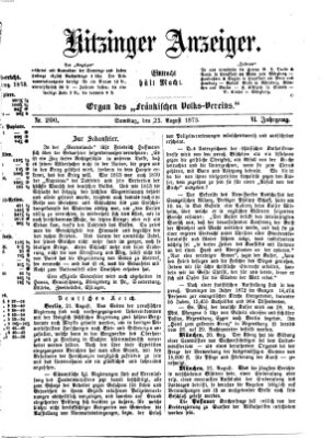 Kitzinger Anzeiger Samstag 23. August 1873