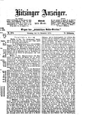 Kitzinger Anzeiger Samstag 15. November 1873