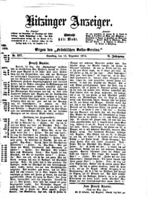 Kitzinger Anzeiger Samstag 13. Dezember 1873