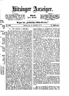 Kitzinger Anzeiger Freitag 19. Dezember 1873