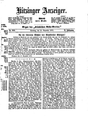 Kitzinger Anzeiger Samstag 20. Dezember 1873