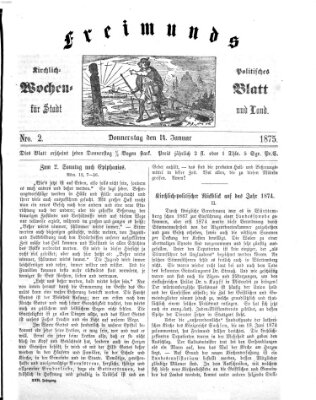 Freimund's kirchlich-politisches Wochenblatt für Stadt und Land Donnerstag 14. Januar 1875