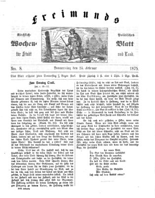 Freimund's kirchlich-politisches Wochenblatt für Stadt und Land Donnerstag 25. Februar 1875