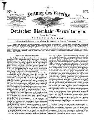 Zeitung des Vereins Deutscher Eisenbahnverwaltungen (Eisenbahn-Zeitung) Freitag 11. Februar 1876