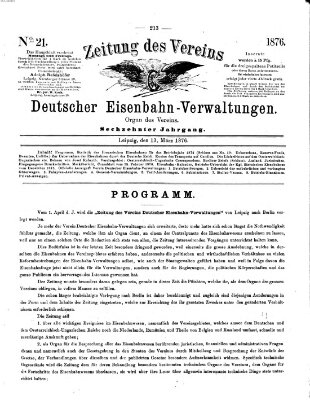 Zeitung des Vereins Deutscher Eisenbahnverwaltungen (Eisenbahn-Zeitung) Montag 13. März 1876