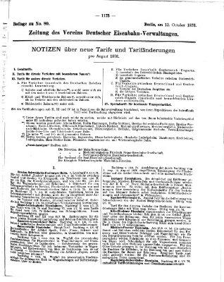 Zeitung des Vereins Deutscher Eisenbahnverwaltungen (Eisenbahn-Zeitung) Freitag 13. Oktober 1876