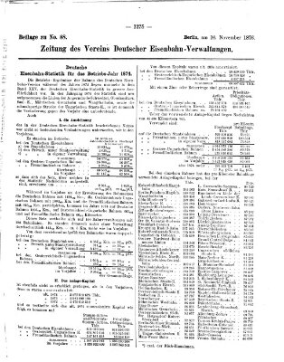 Zeitung des Vereins Deutscher Eisenbahnverwaltungen (Eisenbahn-Zeitung) Freitag 10. November 1876