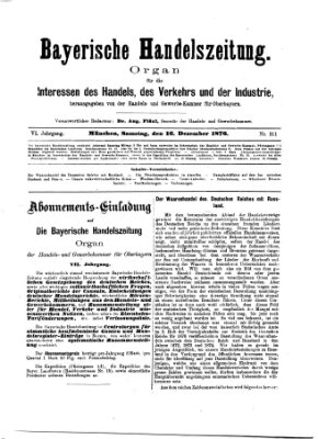 Bayerische Handelszeitung Samstag 16. Dezember 1876