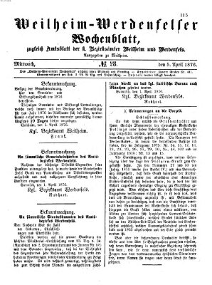 Weilheim-Werdenfelser Wochenblatt Mittwoch 5. April 1876