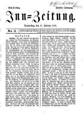 Inn-Zeitung Donnerstag 17. Februar 1876