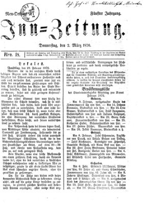 Inn-Zeitung Donnerstag 2. März 1876