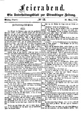 Feierabend (Straubinger Zeitung) Montag 27. März 1876