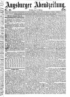 Augsburger Abendzeitung Dienstag 29. Februar 1876