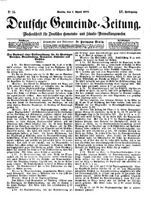 Deutsche Gemeinde-Zeitung Samstag 1. April 1876