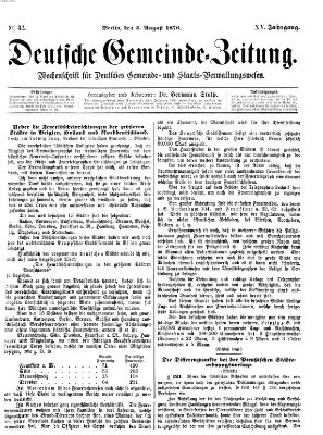 Deutsche Gemeinde-Zeitung Samstag 5. August 1876