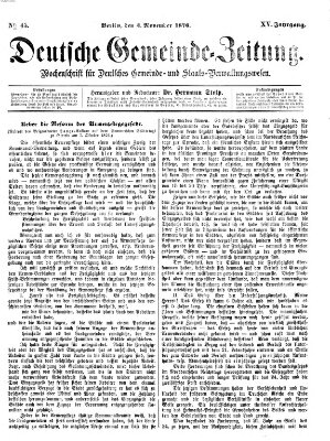 Deutsche Gemeinde-Zeitung Samstag 4. November 1876