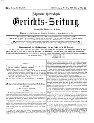 Allgemeine österreichische Gerichts-Zeitung Freitag 31. März 1876