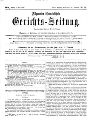 Allgemeine österreichische Gerichts-Zeitung Freitag 7. April 1876