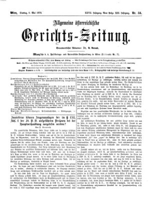 Allgemeine österreichische Gerichts-Zeitung Dienstag 9. Mai 1876