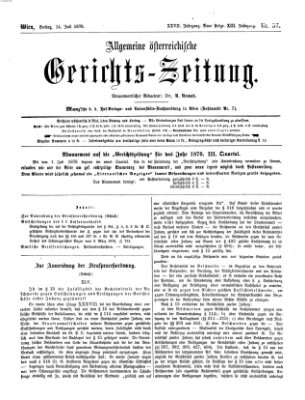 Allgemeine österreichische Gerichts-Zeitung Freitag 14. Juli 1876