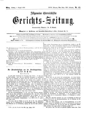 Allgemeine österreichische Gerichts-Zeitung Dienstag 1. August 1876