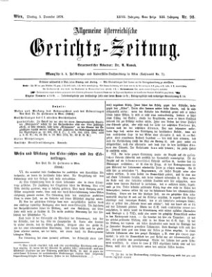 Allgemeine österreichische Gerichts-Zeitung Dienstag 5. Dezember 1876