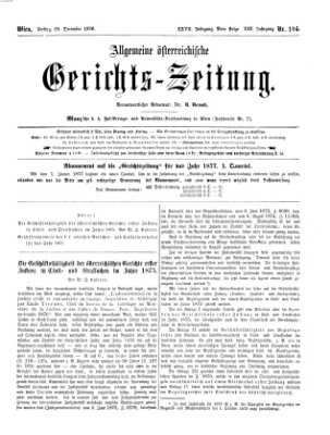 Allgemeine österreichische Gerichts-Zeitung Freitag 29. Dezember 1876