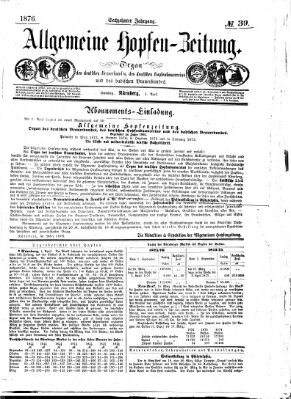 Allgemeine Hopfen-Zeitung Samstag 1. April 1876