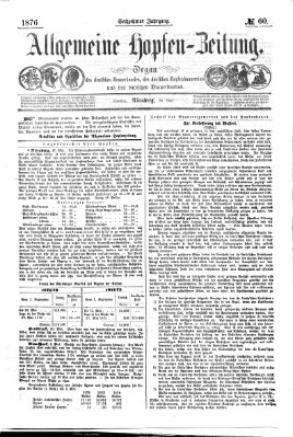 Allgemeine Hopfen-Zeitung Samstag 20. Mai 1876