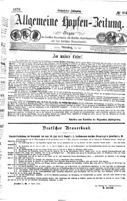 Allgemeine Hopfen-Zeitung Freitag 14. Juli 1876
