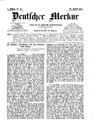 Deutscher Merkur Samstag 29. April 1876
