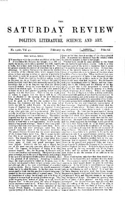 Saturday review Samstag 19. Februar 1876
