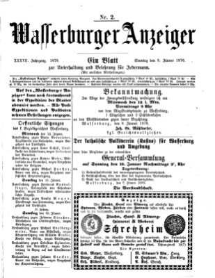 Wasserburger Anzeiger (Wasserburger Wochenblatt) Sonntag 9. Januar 1876