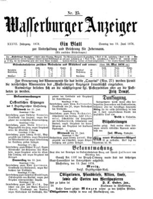 Wasserburger Anzeiger (Wasserburger Wochenblatt) Sonntag 18. Juni 1876