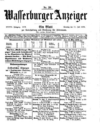 Wasserburger Anzeiger (Wasserburger Wochenblatt) Sonntag 16. Juli 1876