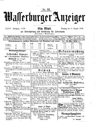 Wasserburger Anzeiger (Wasserburger Wochenblatt) Sonntag 6. August 1876