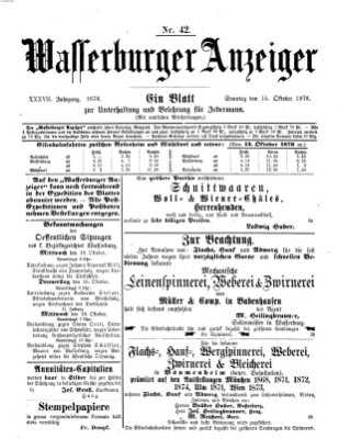 Wasserburger Anzeiger (Wasserburger Wochenblatt) Sonntag 15. Oktober 1876