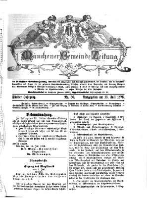 Münchener Gemeinde-Zeitung Donnerstag 13. Juli 1876