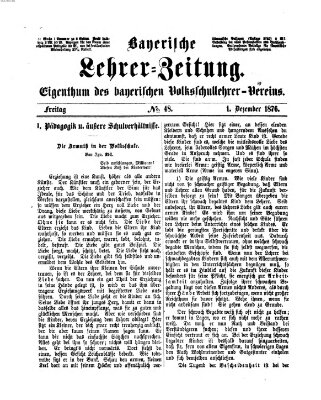 Bayerische Lehrerzeitung Freitag 1. Dezember 1876