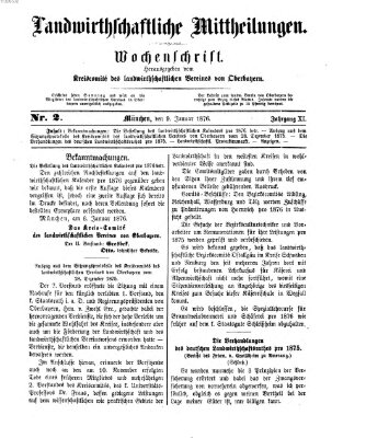 Landwirthschaftliche Mittheilungen Sonntag 9. Januar 1876