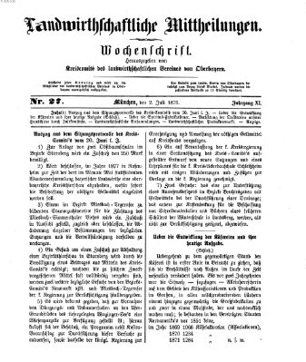 Landwirthschaftliche Mittheilungen Sonntag 2. Juli 1876