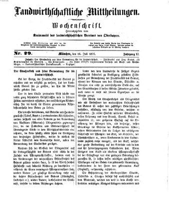 Landwirthschaftliche Mittheilungen Sonntag 16. Juli 1876