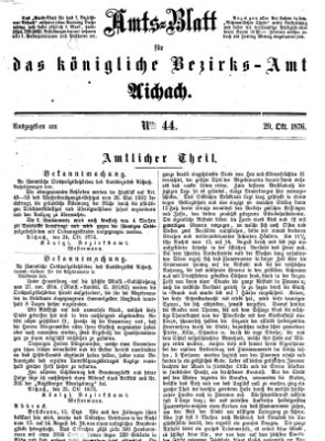 Amtsblatt für das Bezirksamt und Amtsgericht Aichach Sonntag 29. Oktober 1876
