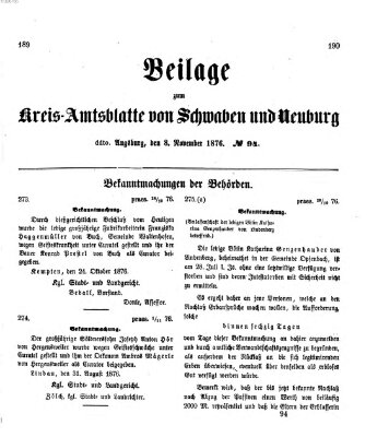 Königlich Bayerisches Kreis-Amtsblatt von Schwaben und Neuburg Mittwoch 8. November 1876