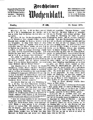 Amtsblatt für die Königlichen Bezirksämter Forchheim und Ebermannstadt sowie für die Königliche Stadt Forchheim Samstag 22. Januar 1876