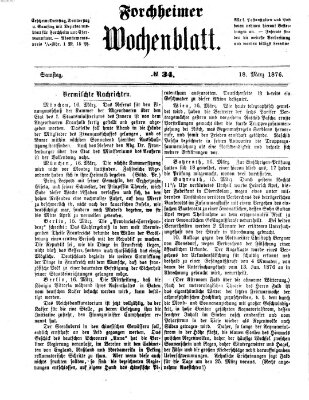 Amtsblatt für die Königlichen Bezirksämter Forchheim und Ebermannstadt sowie für die Königliche Stadt Forchheim Samstag 18. März 1876