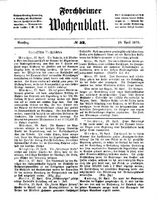 Amtsblatt für die Königlichen Bezirksämter Forchheim und Ebermannstadt sowie für die Königliche Stadt Forchheim Samstag 29. April 1876