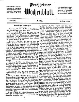 Amtsblatt für die Königlichen Bezirksämter Forchheim und Ebermannstadt sowie für die Königliche Stadt Forchheim Donnerstag 1. Juni 1876