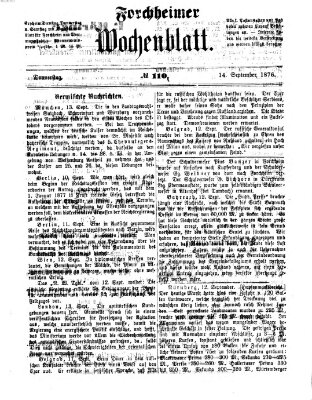 Amtsblatt für die Königlichen Bezirksämter Forchheim und Ebermannstadt sowie für die Königliche Stadt Forchheim Donnerstag 14. September 1876